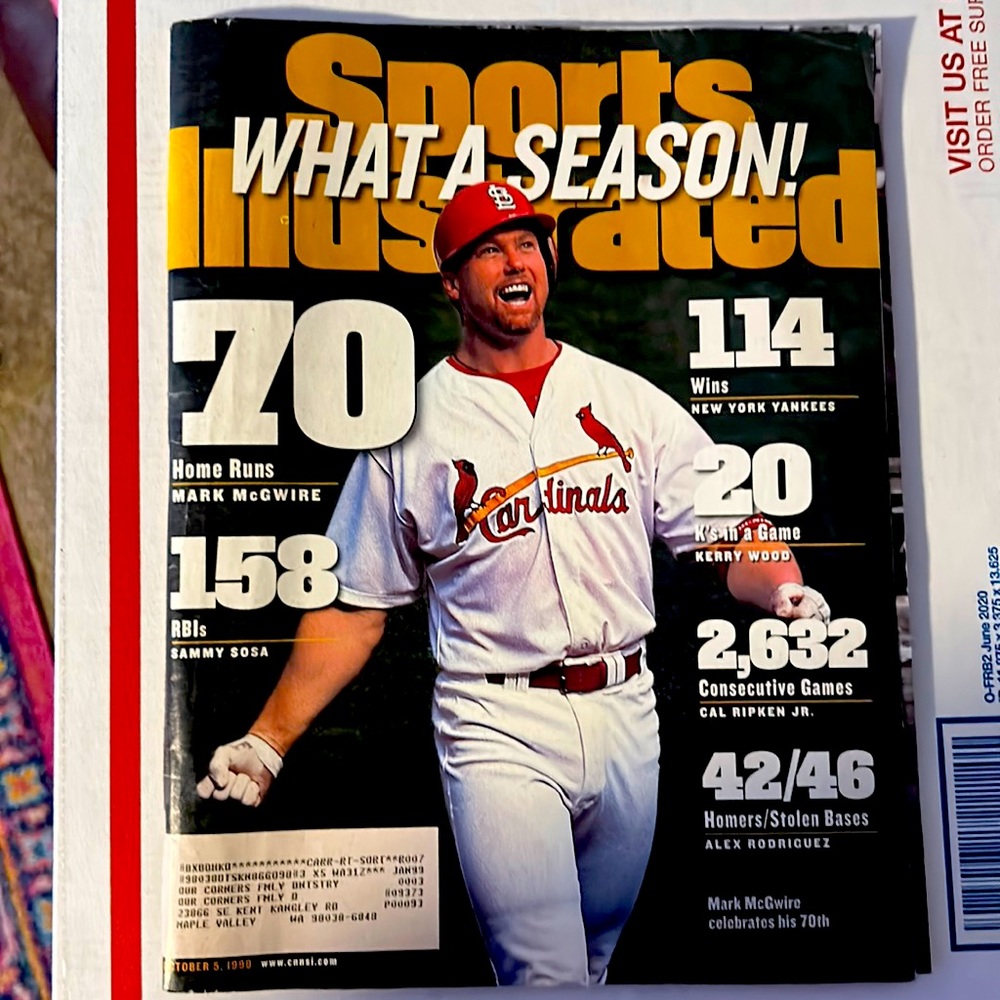 Mark McGwire Sports Illustrated, October 5, 1998